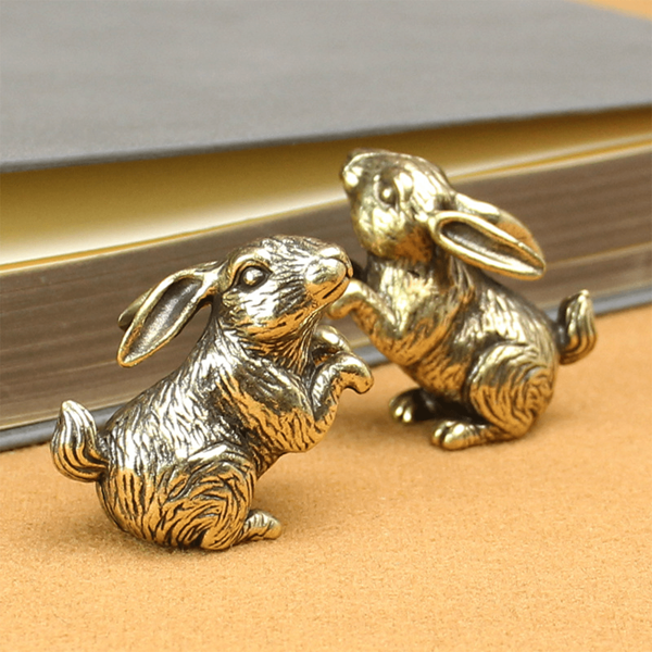 1pc Brass-Colored Creative Bunny Shaped Metal Ornament Best Gifts Birthday