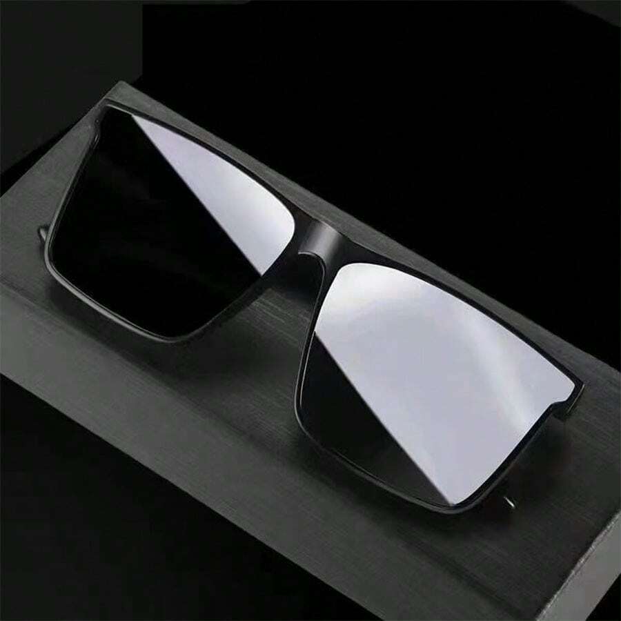 1 cặp kính mát thời trang hình chữ nhật phân cực Unisex Phụ kiện đi biển - màu đen - Xem 1
