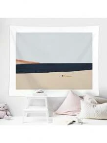 1 bucată Plajă Blue Water Island Tapiserie Pictură în ulei în stil minimalist Artă de perete și decor de cameră pentru dormitor, sufragerie, tapiserie de perete pentru dormitor Decor estetic pentru perete de acasă