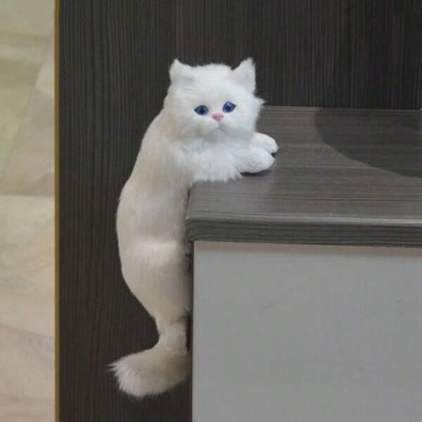 Peluche De Imitación Hecho A Mano, Gato, Mascota, Juguete De Peluche, Decoración Del Hogar, Regalo Creativo, Juguetes De Peluche Que Se Pueden Coleccionar Para Adornos Y Colgantes Del Hogar
