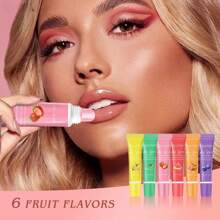 6pcs/Set Women's Gift Fruit Flavored Lip Oil, 15ml/Bottle With Hyaluronic Acid, Squalane. 24h Deep Moisturizing & Hydrating Lip Balm, Suitable For Dry Skin