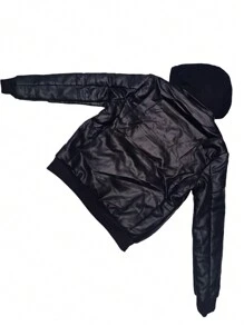 Chamarra Chaqueta para hombre acolchonada negra con gorro - Negro - Ver 2