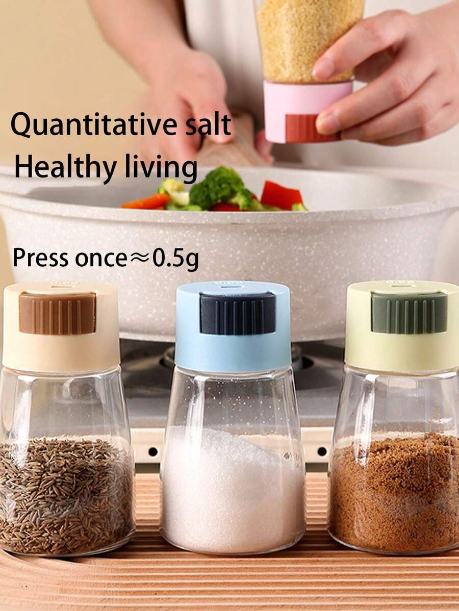 Contenedor Dispensador De Sal De Estilo Prensa De Cocina Con Función De Medición - Azul - Ver 1