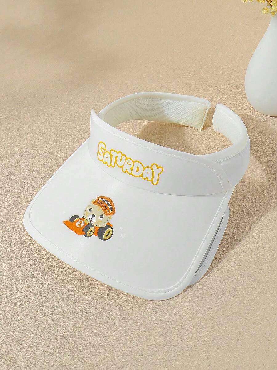 1 件裝動物字母元素透氣寬邊遮陽帽,可拉伸側板,親子度假 - 白色 - 查看 1