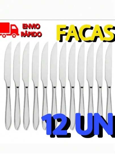 Jogo De Faca 12 Peças Inox Alto Brilho