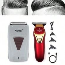 Professional Hair Trimmer Machine Mini Body Electric Shaver Hair Cutting Machine Professional Hair Clipper For Men, Barber Shop Use, Home Use, 2-Piece Set - Apricot - View 2