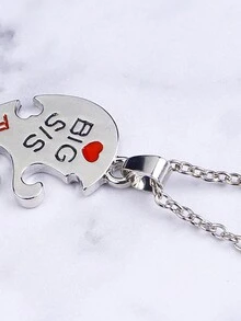 Fashionable Creative Mosaic Heart Necklace Accessory - Silver - View 5