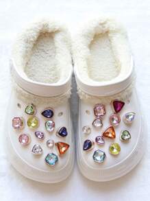 24入組帶孔pvc鞋飾,彩色寶石串和鞋帶（不是整體式裝飾扣） - 彩色 - 查看 1