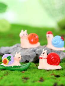 5pcs/Set Multicolor Garden Snail Micro Landscape Resin Craft Ornament, Cake Decoration And Accessory - Multicolor - View 1