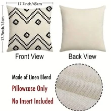1pc Geometric Abstract Art Linen Blend Pillowcase, Cushion Cover For Home, Room, Bedroom, Living Room, Car, Sofa Decoration - Black and White - View 2
