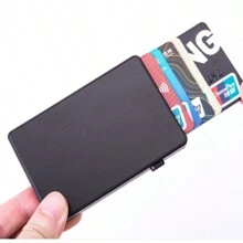 RFID屏蔽卡套，铝合金智能钱包，金属纽扣钱包，可装6-8张卡片 - 彩色 - 查看 1