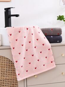 2pcs Heart Jacquard Thickened Absorbent Soft Skin-Friendly Cotton Adult Face Towels, Mixed Colors - Multicolor - View 7
