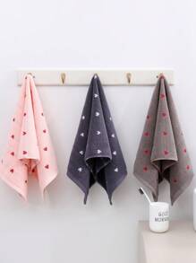 2pcs Heart Jacquard Thickened Absorbent Soft Skin-Friendly Cotton Adult Face Towels, Mixed Colors - Multicolor - View 5