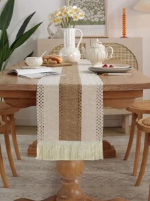 1pc Nordic Simple & Luxurious Style Table Runner With Tassel Decoration For Festival Tea/Coffee Table - L - View 1
