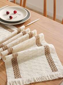 1pc Nordic Simple & Luxurious Style Table Runner With Tassel Decoration For Festival Tea/Coffee Table - L - View 6