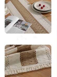 1pc Nordic Simple & Luxurious Style Table Runner With Tassel Decoration For Festival Tea/Coffee Table - L - View 3