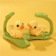 1入裝可愛手工編織卡通青蛙、鴨子、向日葵髮夾,適用於女孩ins裝飾髮夾 - 黃色-小鴨子 - 查看 3