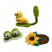 1入裝可愛手工編織卡通青蛙、鴨子、向日葵髮夾,適用於女孩ins裝飾髮夾 - 黃色-小鴨子 - 查看 1