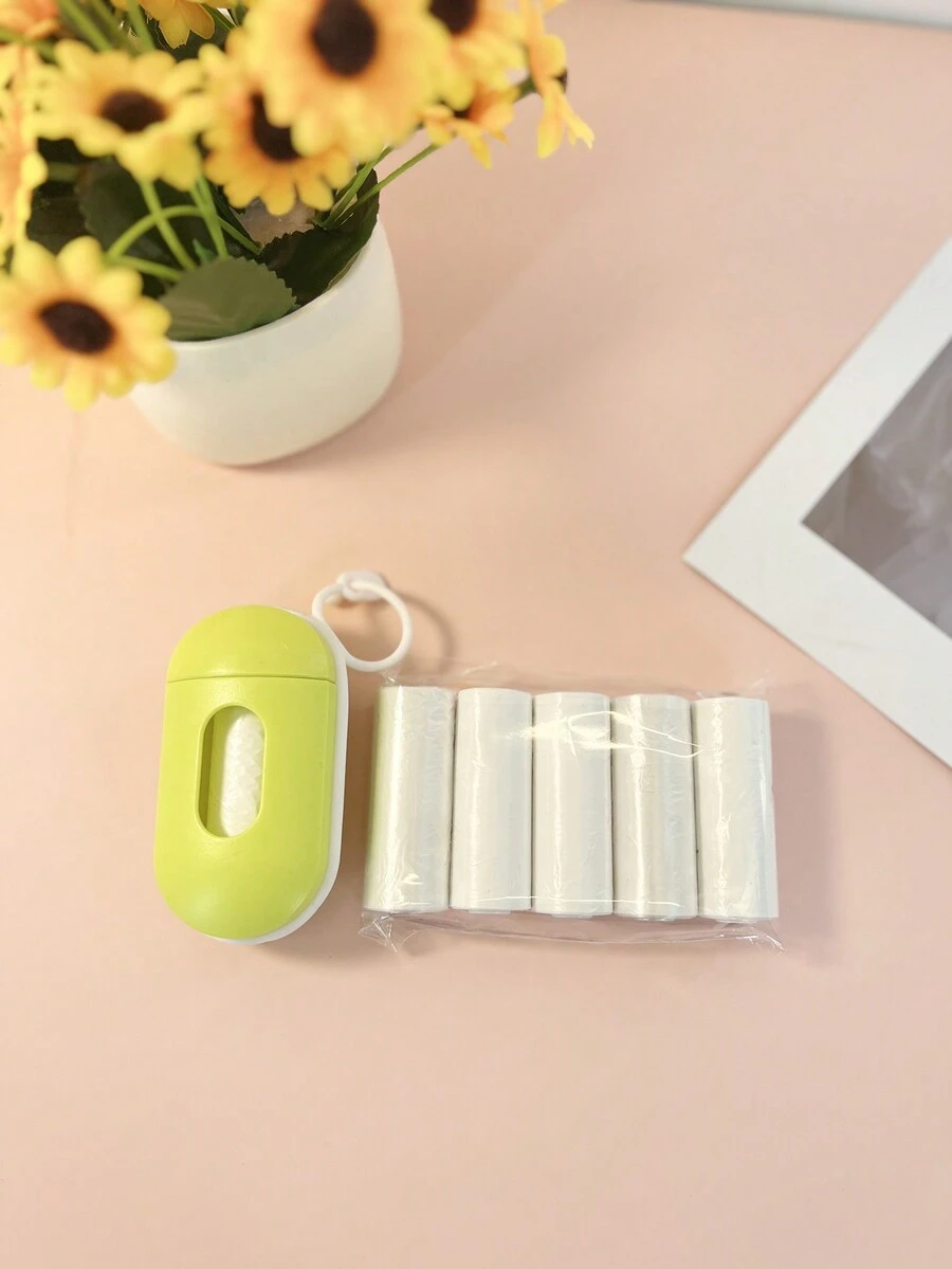 Pet Supplies Dog Cleaning Poop Bags Dispenser & Waste Bags Set With Container - Green - View 1