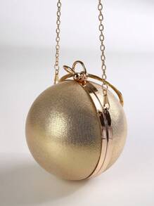 Minimalist Spherical Evening Bag, Personalized Round Ball Formal Clutch, Socialite PU Banquet Handbag - Gold - View 1