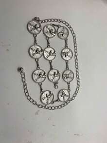 Sexy Waist Chain With Sparkling Charm, Simple Metallic Chain Detail Fashion Accessory For Women's Dress - Silver - View 5