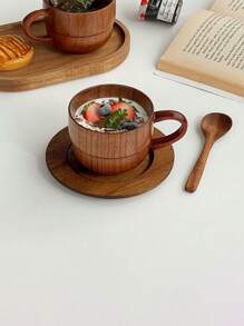 1個創意餐廳茶杯,木質咖啡杯,適用於牛奶,咖啡,飲料