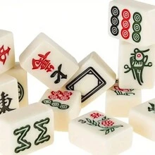 1pc Mini Chinese Mahjong Game Set, Containing 144pcs Mahjong Tiles, 2pcs Spare Tiles, 2pcs Dices And 4pcs Rulers, Suitable For Family Gatherings ,Gaming Gift - Cream Color - View 6