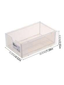 1pc Stackable Drawer Organizer, Desk Makeup Stationery Storage Box For Dorm Room, Office Supplies And Household Items Sorting - Clear - View 2