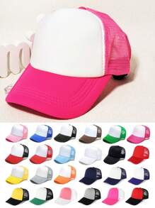 1件男士夏季簡約防曬網眼帽,休閒棒球帽,全兼容卡車帽,司機帽,日常工作帽,情侶帽 - 彩色 - 查看 12