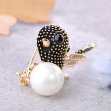 1 件复古鸟形胸针复古动物胸针珠宝女士派对围巾西装别针配饰 - 金黃色 - 查看 3