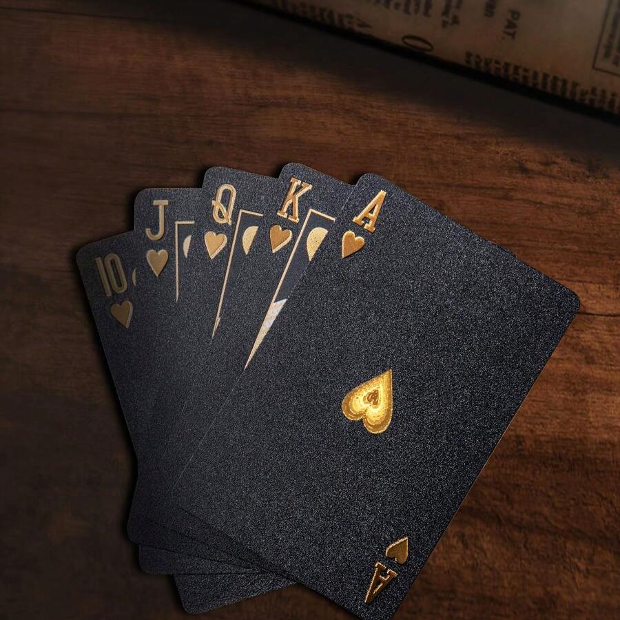 1pc Black Card Game,Waterproof Creative Black Rose Card Game,Cool Black Foil Decks Of Cards - Black - View 1