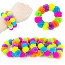 1pc Colorful Elastic Beaded Bracelet Hand Accessory For Festival Party, Random Color Ball - Colorful - View 3