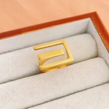 1枚創意18k鍍金不銹鋼字母e裝飾戒指,適用於女性日常佩戴 - 金黃色 - 查看 4