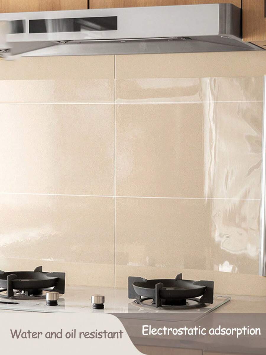1 Roll Transparent Oil-Proof Sticker For Kitchen Window, Tile, Stove, Water-Proof - Multicolor - View 1