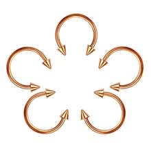 1個不鏽鋼鼻環,c形球型和c形尖刺型和馬蹄形環型短棒和圓盤型穿刺珠寶 - 玫瑰金 - 查看 14