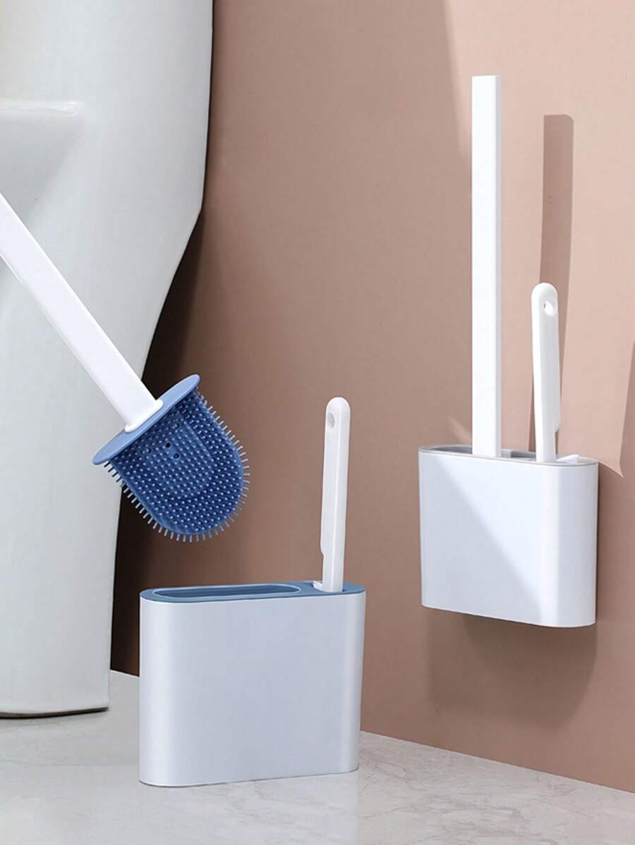 Bộ 1 chổi cọ nhà vệ sinh gia đình, chổi vệ sinh cán dài 3 trong 1 cho phòng tắm, không có điểm mù, màu xám - Xám - Xem 1
