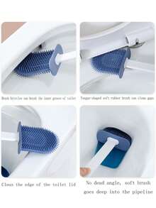 Bộ 1 chổi cọ nhà vệ sinh gia đình, chổi vệ sinh cán dài 3 trong 1 cho phòng tắm, không có điểm mù, màu xám - Xám - Xem 10