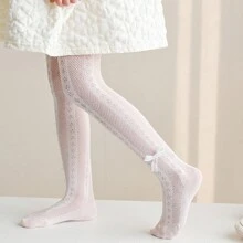 1條女童全季蚊蟲驅避超薄網眼寬條紋和蝴蝶結設計緊身褲 - 白色 - 查看 6