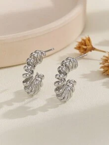 1對精美雕刻的金屬螺旋線設計中空吊環耳環 - 耳圈 - 查看 6