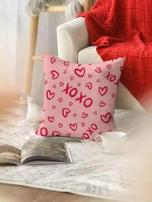 1pc Heart & Letter Pattern Decorative Pillow Cover Without Filling, For Home Living Room Decoration And Festive Party Decoration - Multicolor - View 1