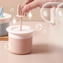 1 件裝兔耳形潔面乳泡泡機泡分配器手持式按壓泡起泡工具 - 粉色 - 查看 1