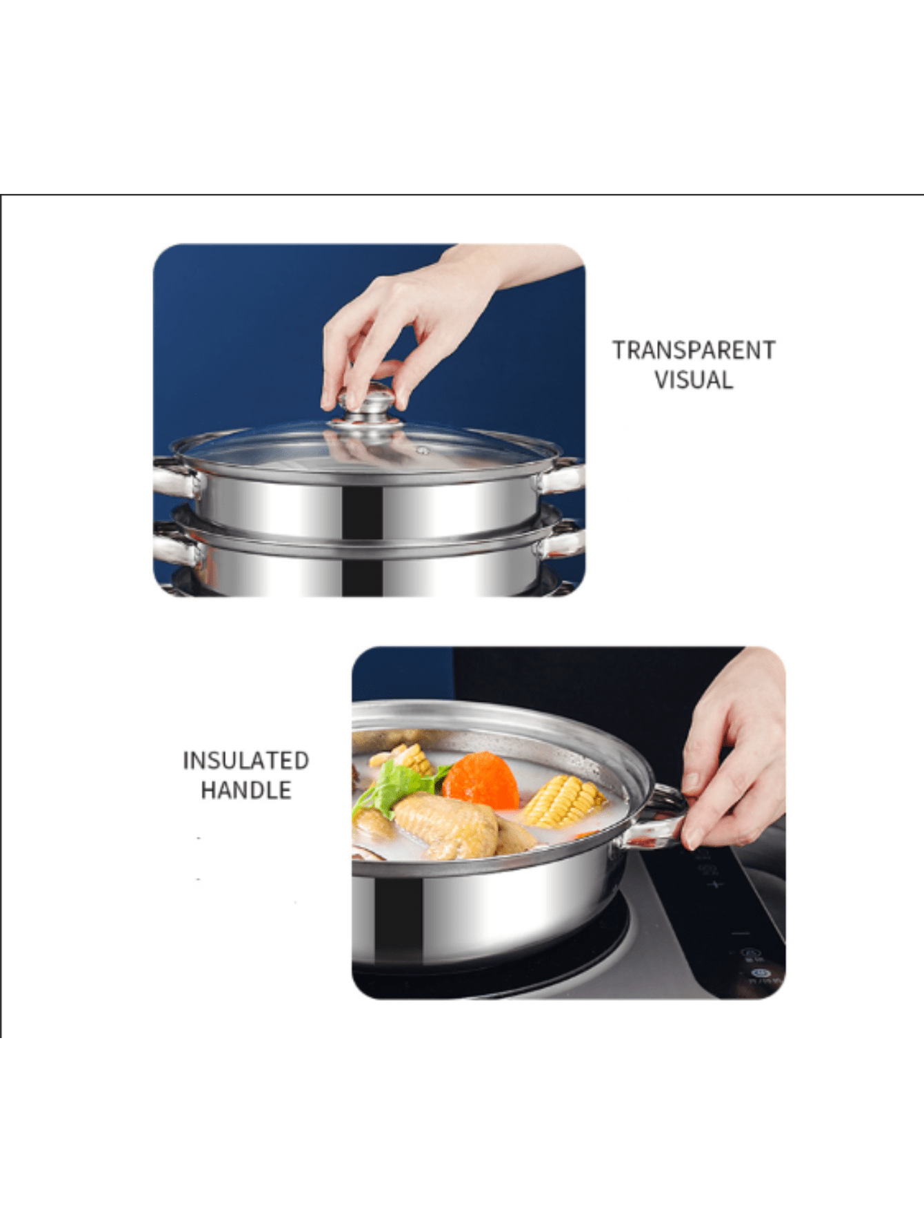 1pc Stainless Steel Soup Steamer Pot 28cm DualPurpose DoubleLayer