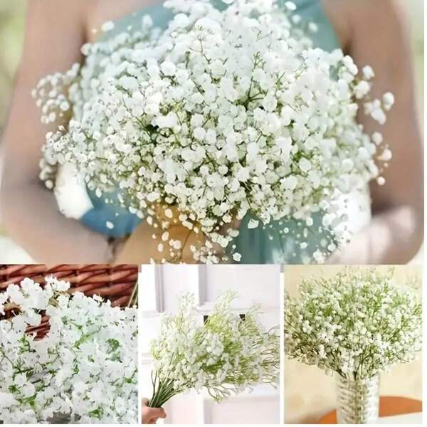 Flores Artificiales De Baby's Breath Realistas - Resistentes A La Oxidación De Alta Calidad, Tacto Real, Ideales Para Hogar, Oficina, Bodas Y Vacaciones