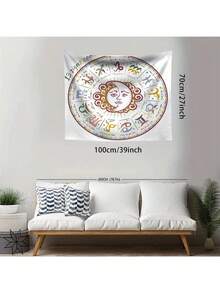 1pc Multicolor Thirteen Constellations Sun And Moon God For Bedroom- Aesthetic Tapestry -  Wall Tapestry Hippie Room Decor - Boho Tapestrys - Small Tapestry Wall Hanging - Multicolor - View 2