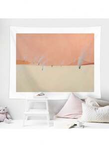 1入組卡其大地粉紅色天空極簡主義風格油畫掛毯牆藝術和房間裝飾,適用於臥室、客廳,臥室美學家居牆面裝飾掛毯 - 粉色 - 查看 1