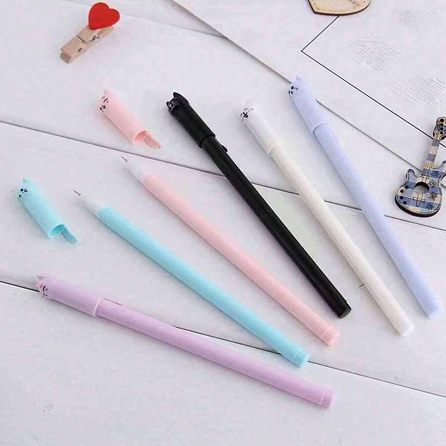Bộ 6 bút chì kẻ nét hình mèo sáng tạo màu ngẫu nhiên, thiết kế Trung Đông, phù hợp cho học sinh - Nhiều màu - Xem 1
