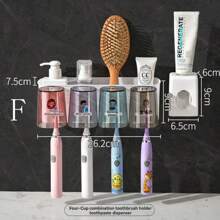 1set Wall Mounted Toothbrush Holder, Toothpaste Dispenser, Cups Holder And Wall Hooks, No Drilling Required Home Bathroom Decor Fall Decor Back To School - F Type 4 Toothbrush Cups + Toothpaste Squeezer - View 10