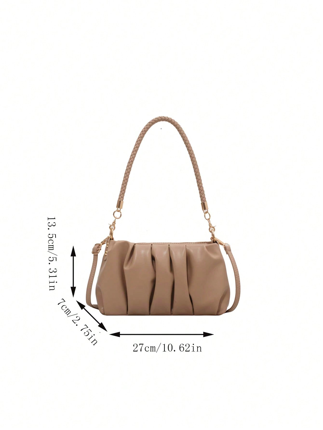 حقيبة كتف جلد PU مطوية عصرية، حقيبة يد نسائية، حقي...