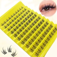 100 Clusters Lashes, DIY Cat Eye Segmented Eyelashes Clusters Fluffy Natural Soft Faux Mink False Eyelashes,Individual Lashes ,Lash Clusters, Lash Extensions - Black - View 1