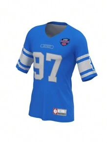 男友风格男士新款橄榄球衫，时尚流行的足球服 - 淺藍色 - 查看 5